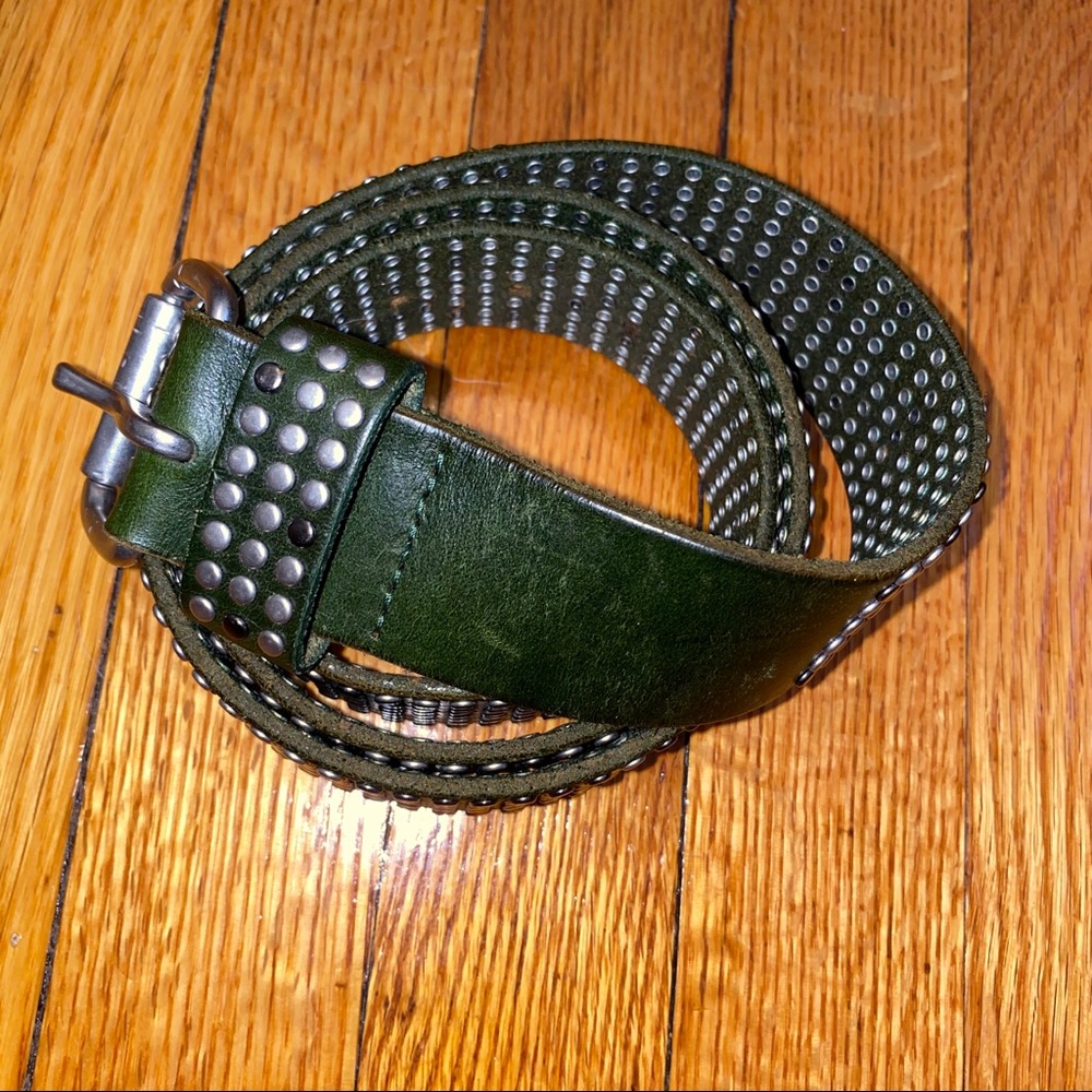 Forest green leather belt